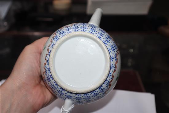 An 18th century Chinese export famille rose teapot and cover and a similar coffee cup Teapot 14cm high